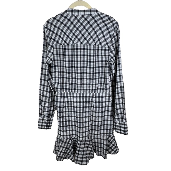VERONICA BEARD Sherry Crinkled Plaid Mini Dress Size Small Navy Blue White - Picture 6 of 14